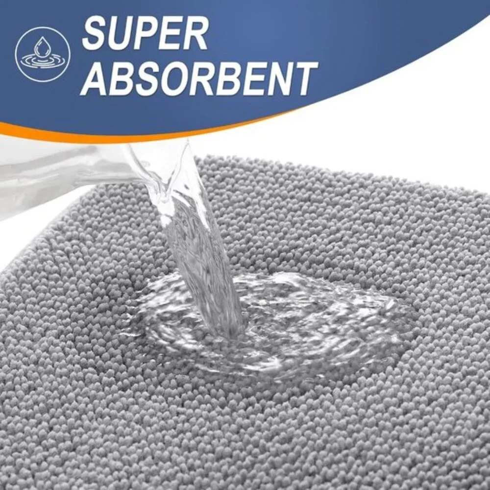 New 30x20 Memory Foam Bath Mat, Soft Absorbent, Non-Slip, Quick Dry, Grey